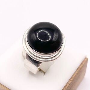 Size 6.5 Black onyx dome 925 Sterling Silver Solid Ring